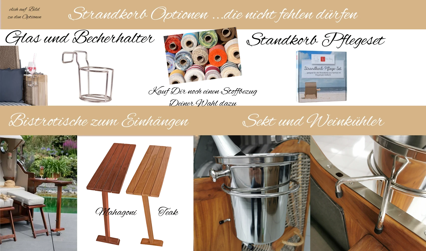 Strandkorb Optionen....du hast die Wahl