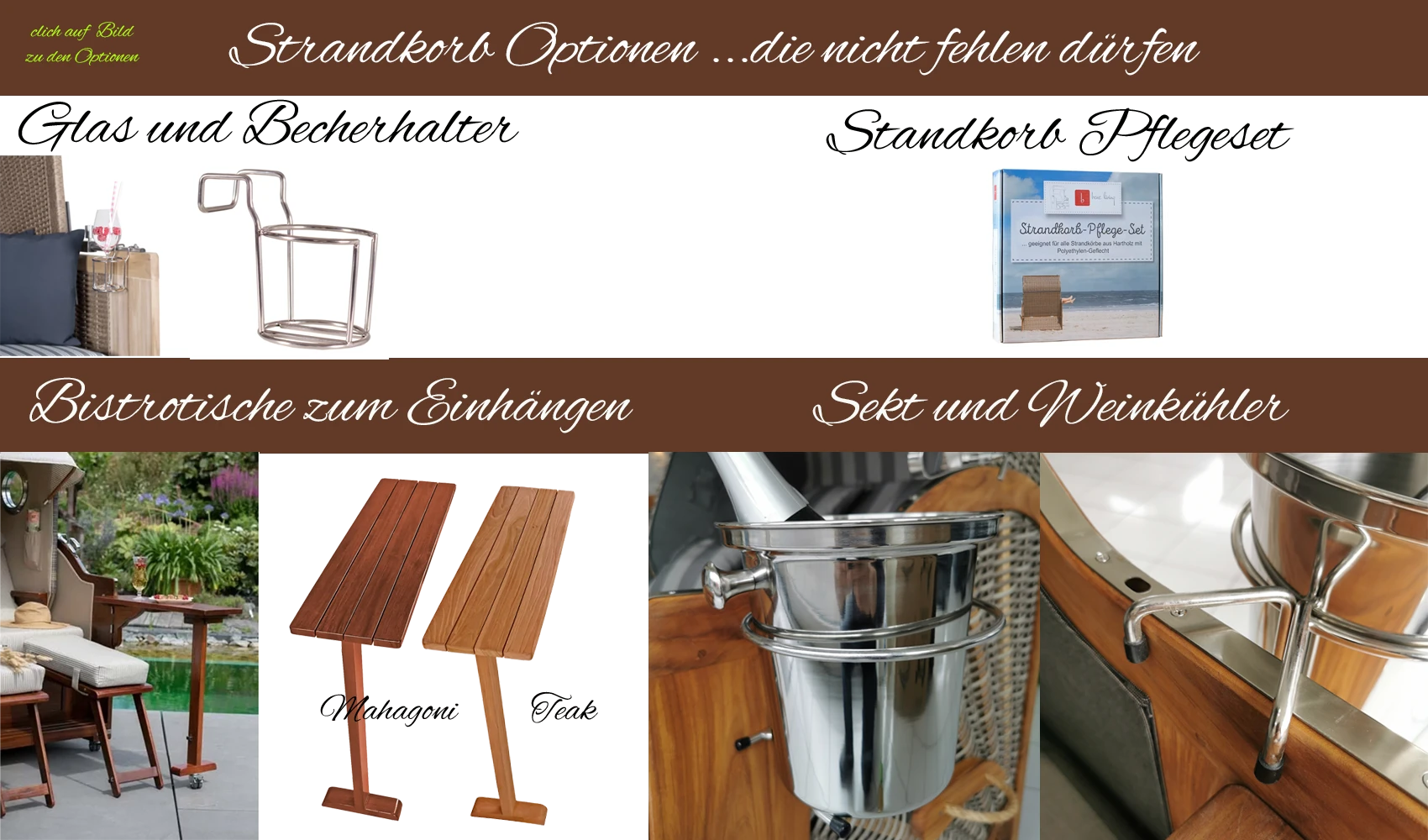 Strandkorb Optionen - click um zu den Optionen zu gelangen Strandkorb Optionen - click um zu den Optionen zu gelangen