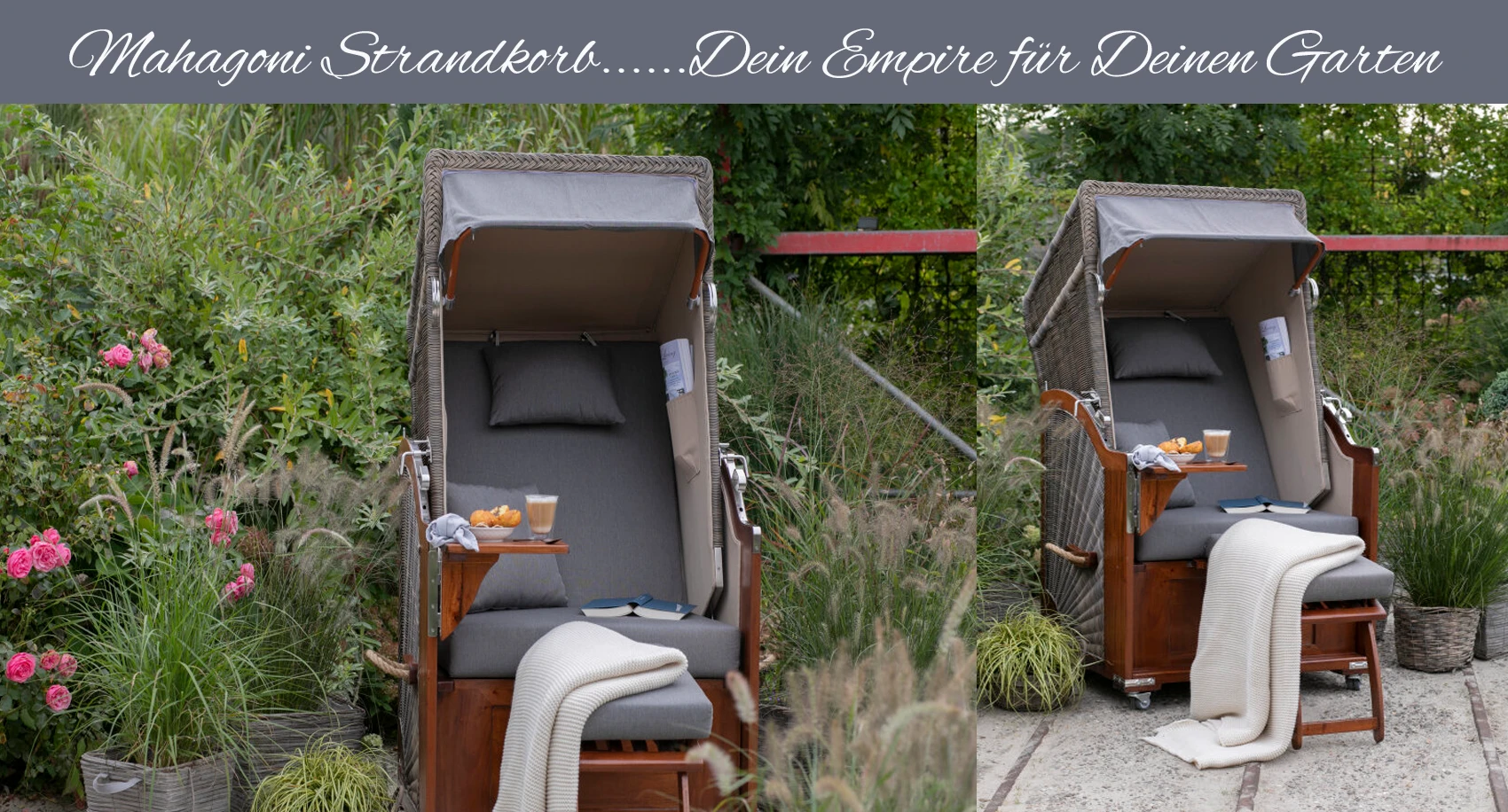 1er Mahagoni Strandkorb Shetland- create for royal garden