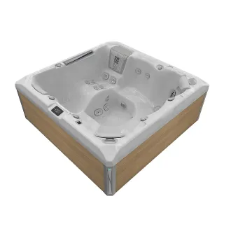 Wellis Atlas Peak Life Essential Whirlpool, WELLIS Wannenfarbe / Aussenverkleidung: STERLING SILVER / LIGHT MAPLE