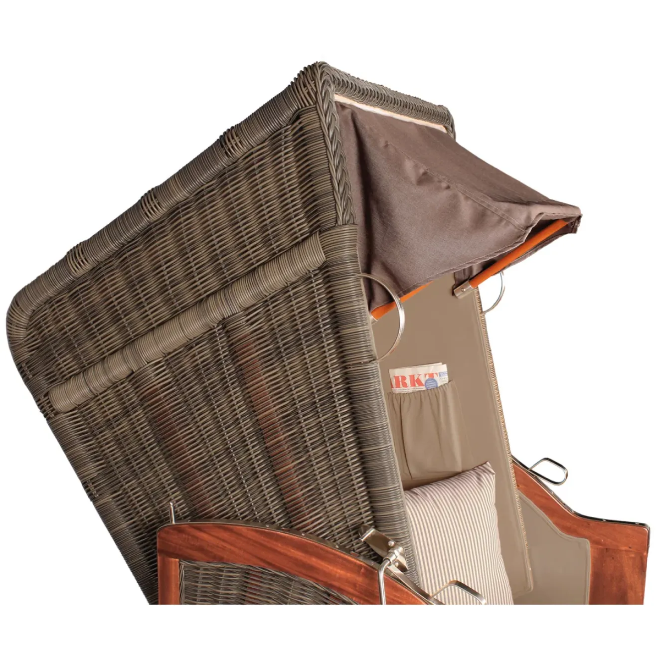 Grey PE Strandkorbhaue grey. Bestes Outdoorgeflecht