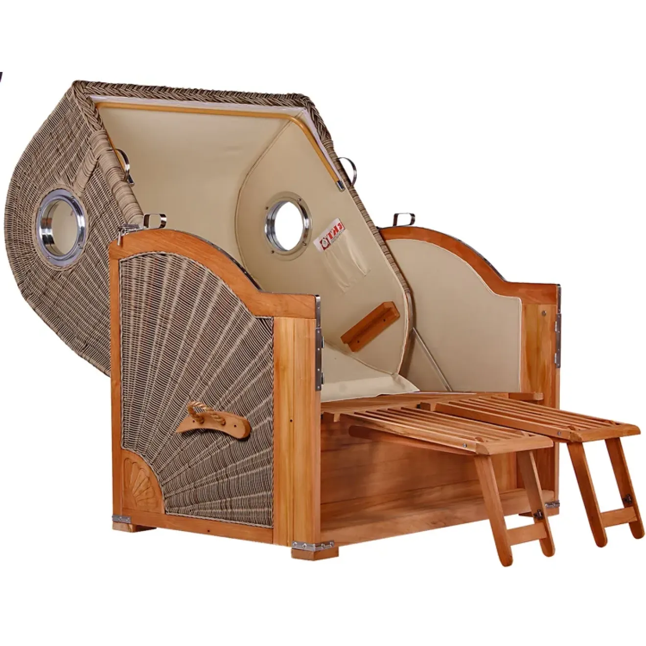 Nordsee Strandkorb 2.5er - Sitzer Nordsee Strandkorb 2.5er - Sitzer Strandkorb TEAK PREMIUM Ausführung