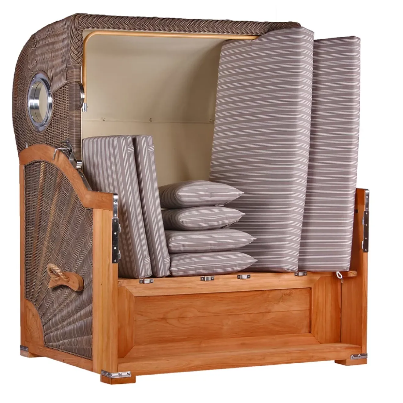 TEAK STRANDKORB PREMIUM - MASSIVE QUALITAET - HOCHWERTIGES TEAK HOLZ