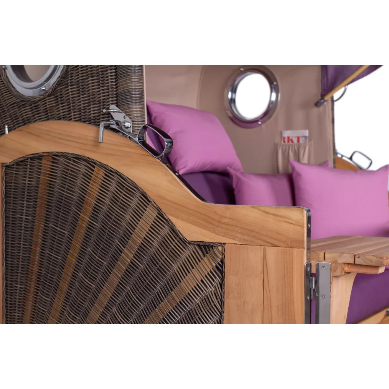2.5-SITZER TEAK STRANDKORB BORKUM MIT BULLAUGEN GREY DESIGN 590