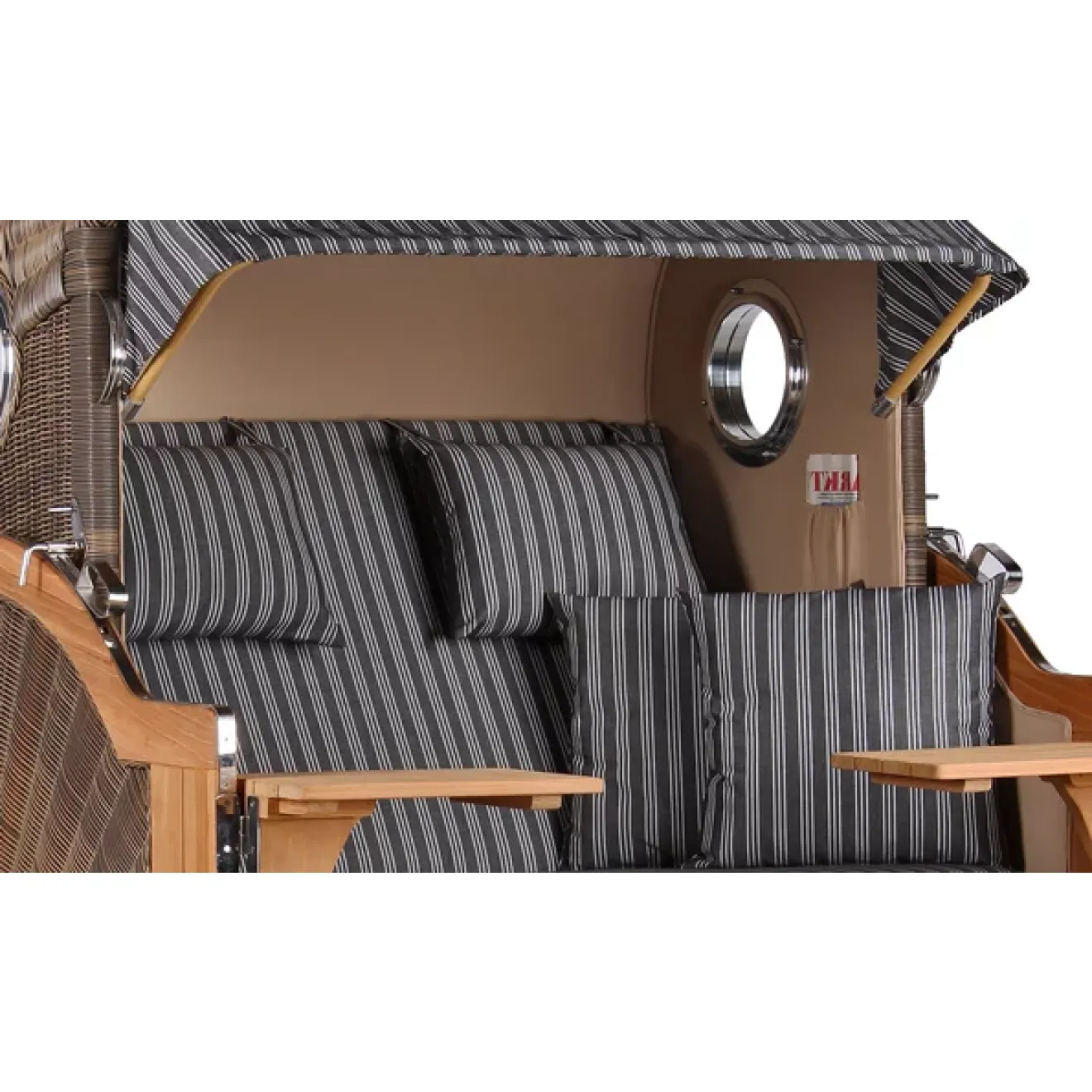 Teak Strandkorb Dangast Business 2.5 - Sitzer Geflecht Grey