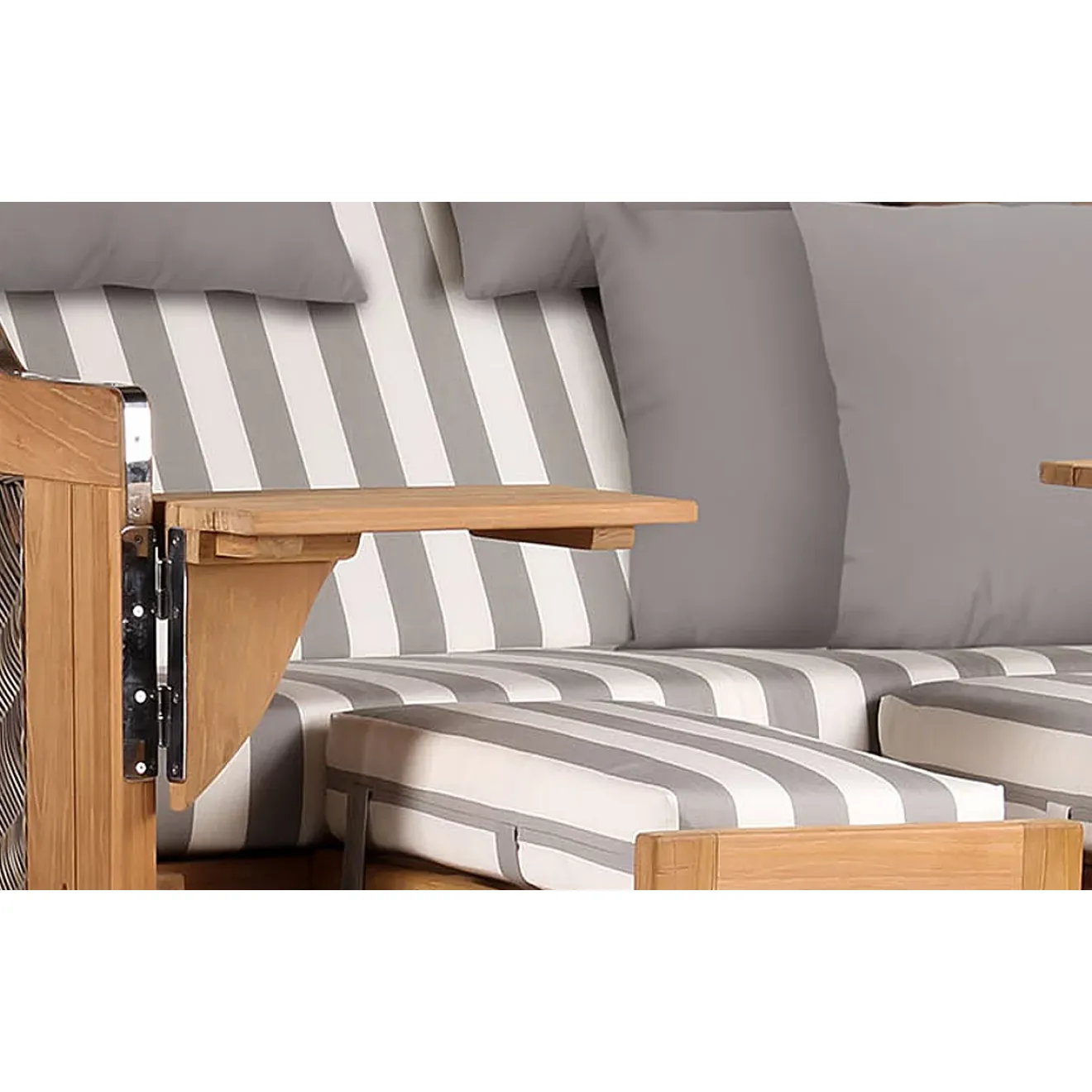 Teak Strandkorb Dangast Business 2.5 - Sitzer Geflecht Grey
