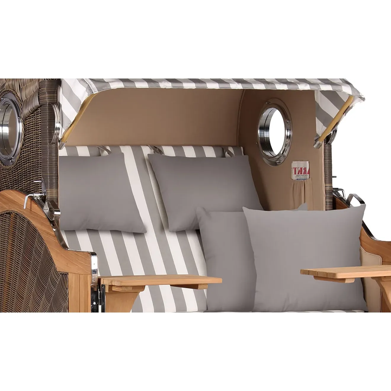 Teak Strandkorb Dangast Business 2.5 - Sitzer Geflecht Grey
