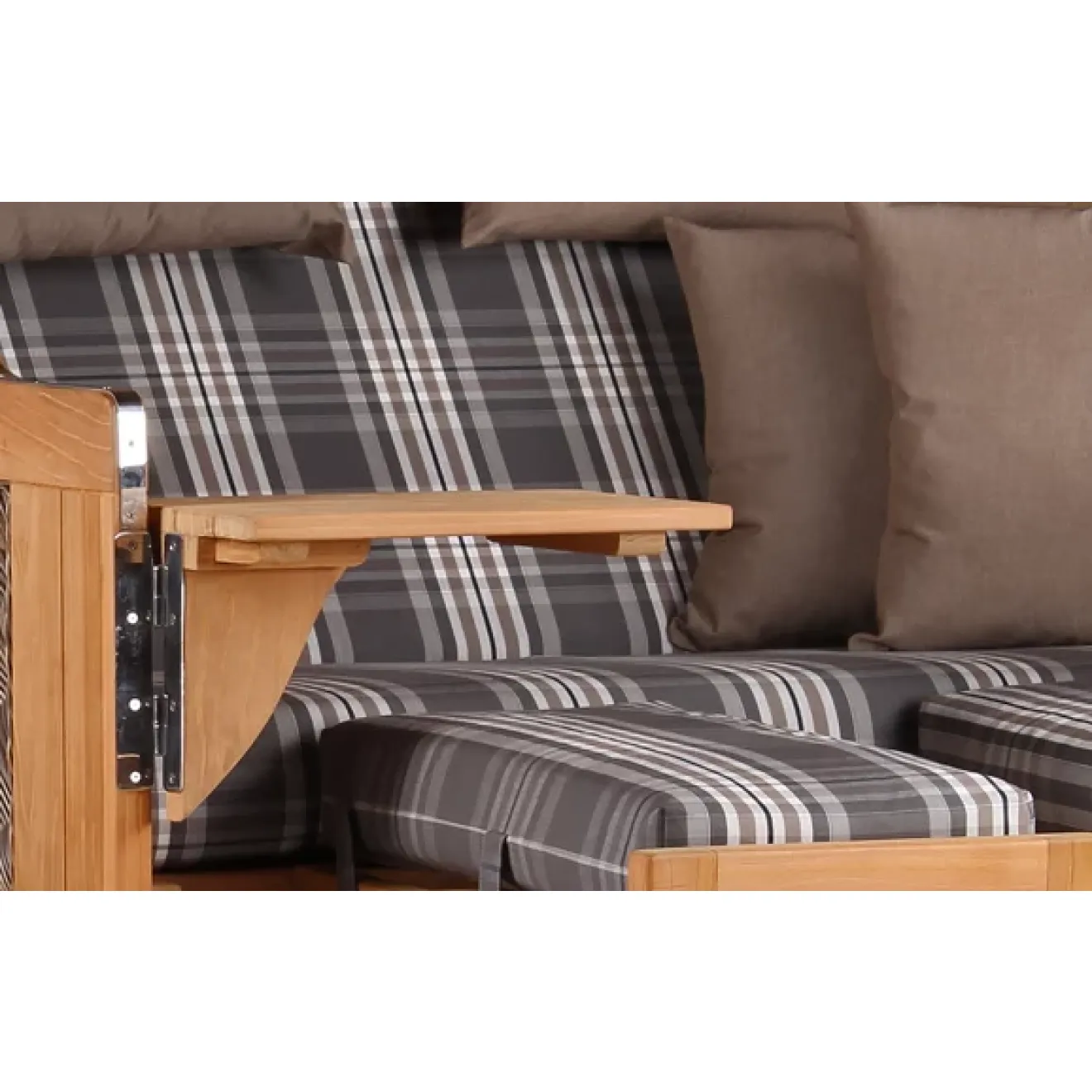 Teak Strandkorb Dangast Business 2.5 - Sitzer Geflecht Grey
