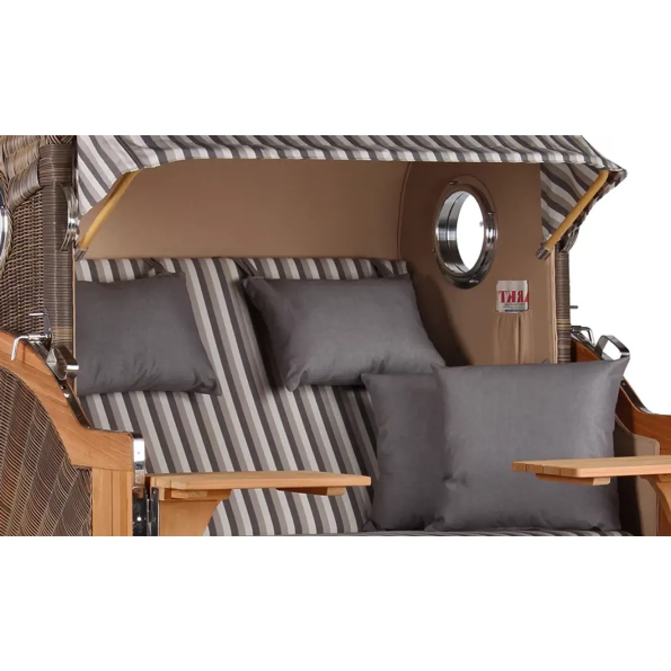 Teak Strandkorb Dangast Business 2.5 - Sitzer Geflecht Grey