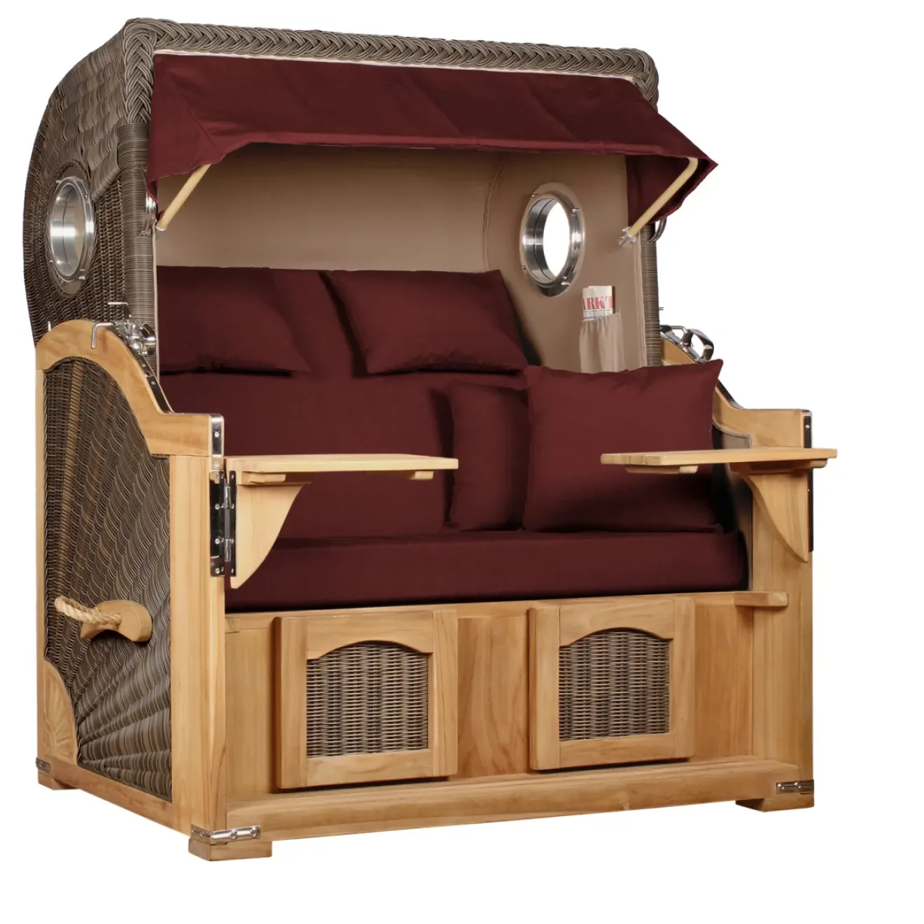 Teak Strandkorb Dangast Business 2.5 - Sitzer Geflecht Grey