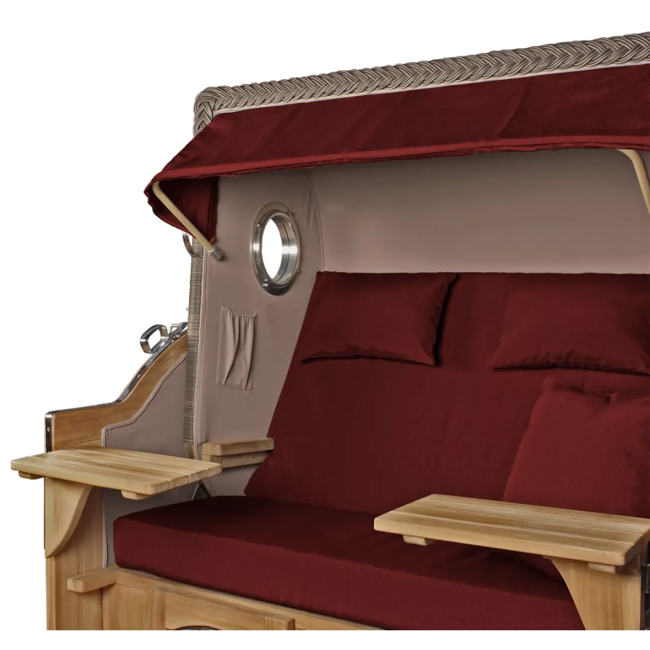 2.5-SITZER TEAK STRANDKORB DANGAST MIT BULLAUGEN GREY DESIGN 550