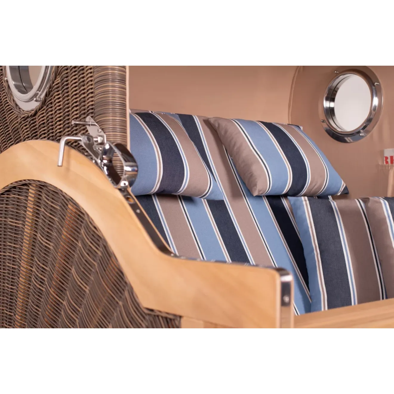 Teak Strandkorb Dangast Business 2.5 - Sitzer Geflecht Grey