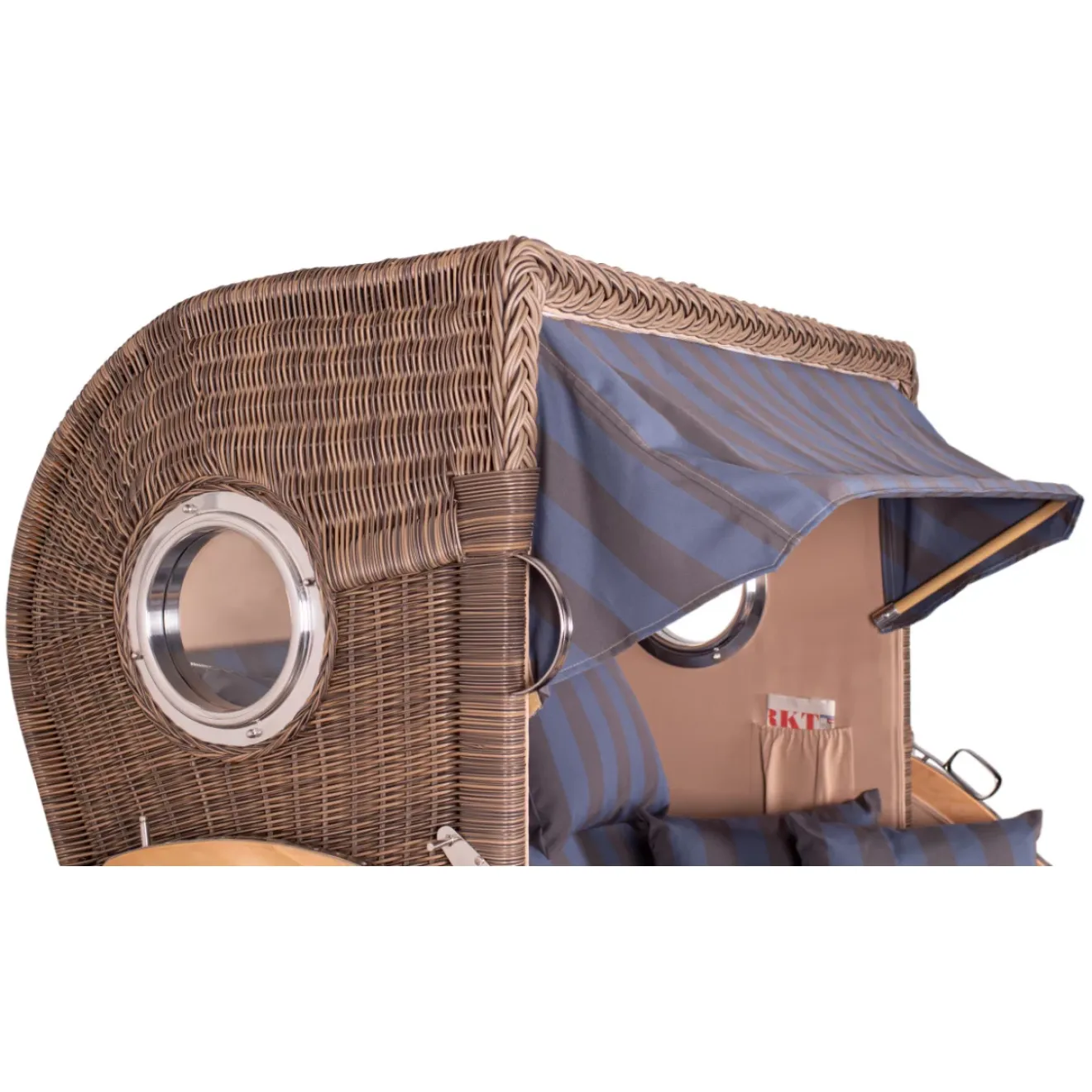 2.5-SITZER TEAK STRANDKORB DANGAST MIT BULLAUGEN GREY DESIGN 582