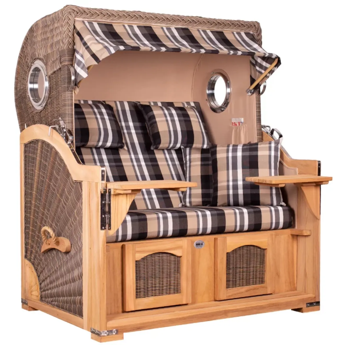 Teak Strandkorb Dangast Business 2.5 - Sitzer Geflecht Grey
