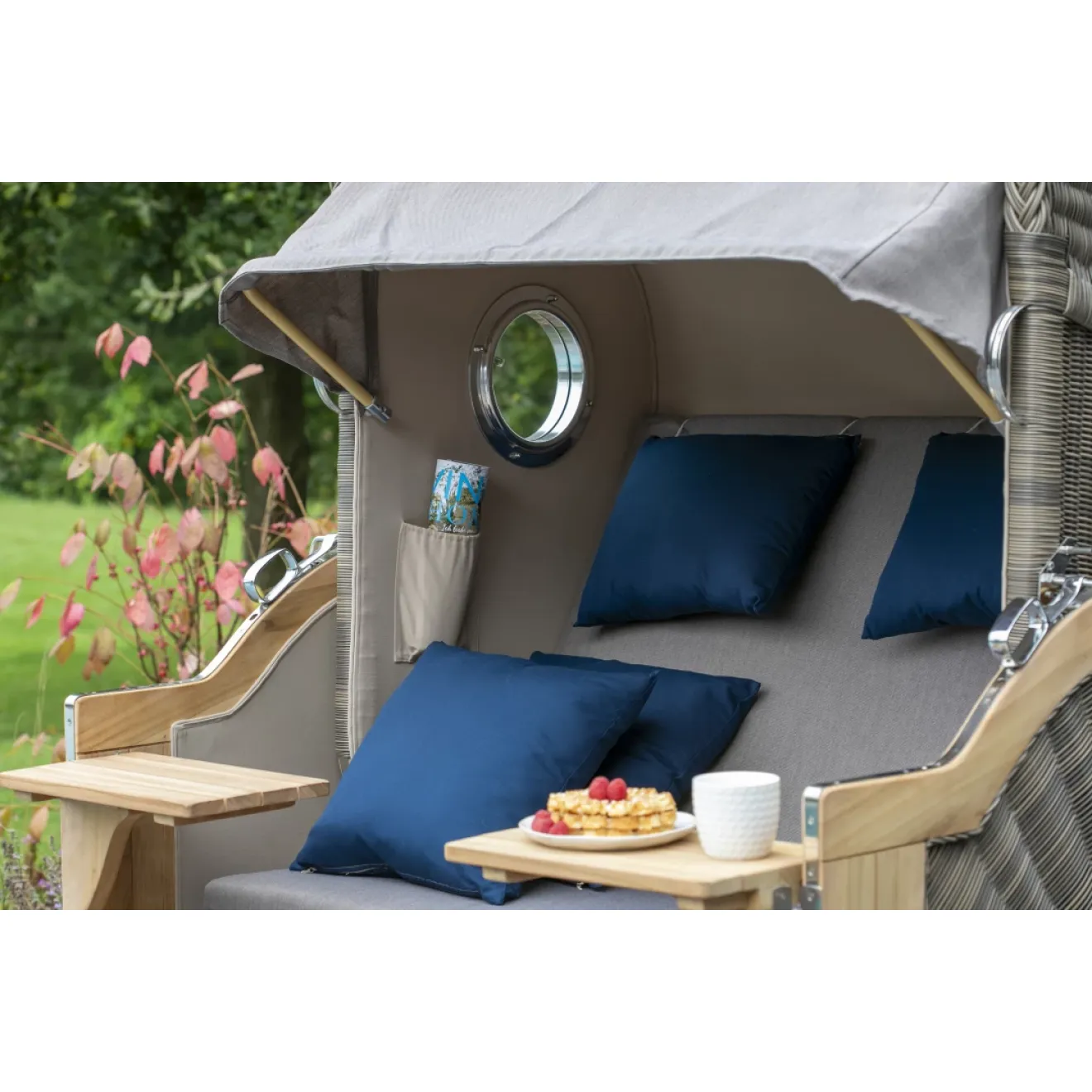 Teak Strandkorb Dangast Business 2.5 - Sitzer Geflecht Grey