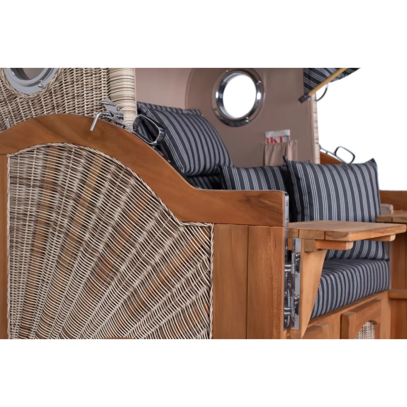 Teak Strandkorb Dangast Business 2.5 - Sitzer Geflecht Shell
