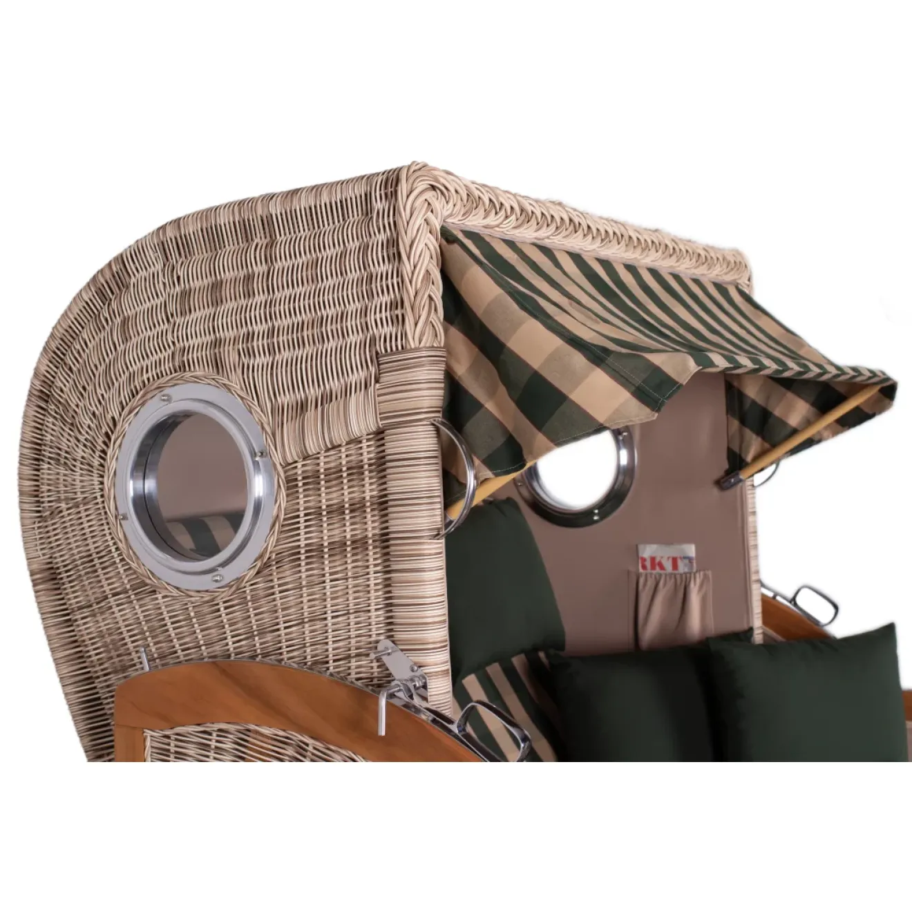 2.5-SITZER TEAK STRANDKORB DANGAST MIT BULLAUGEN SHELL DESIGN 506