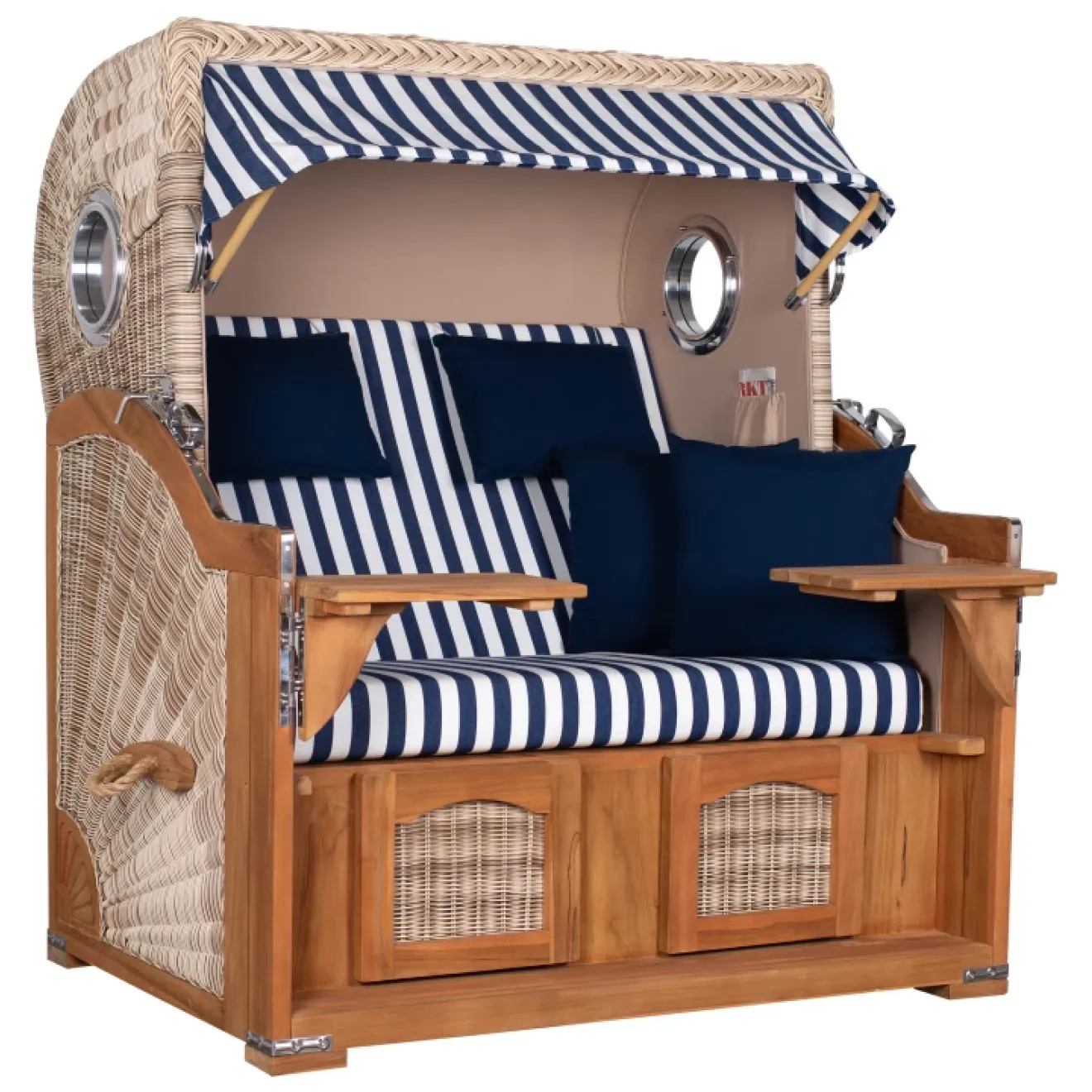 Teak Strandkorb Dangast Business 2.5 - Sitzer Geflecht Shell