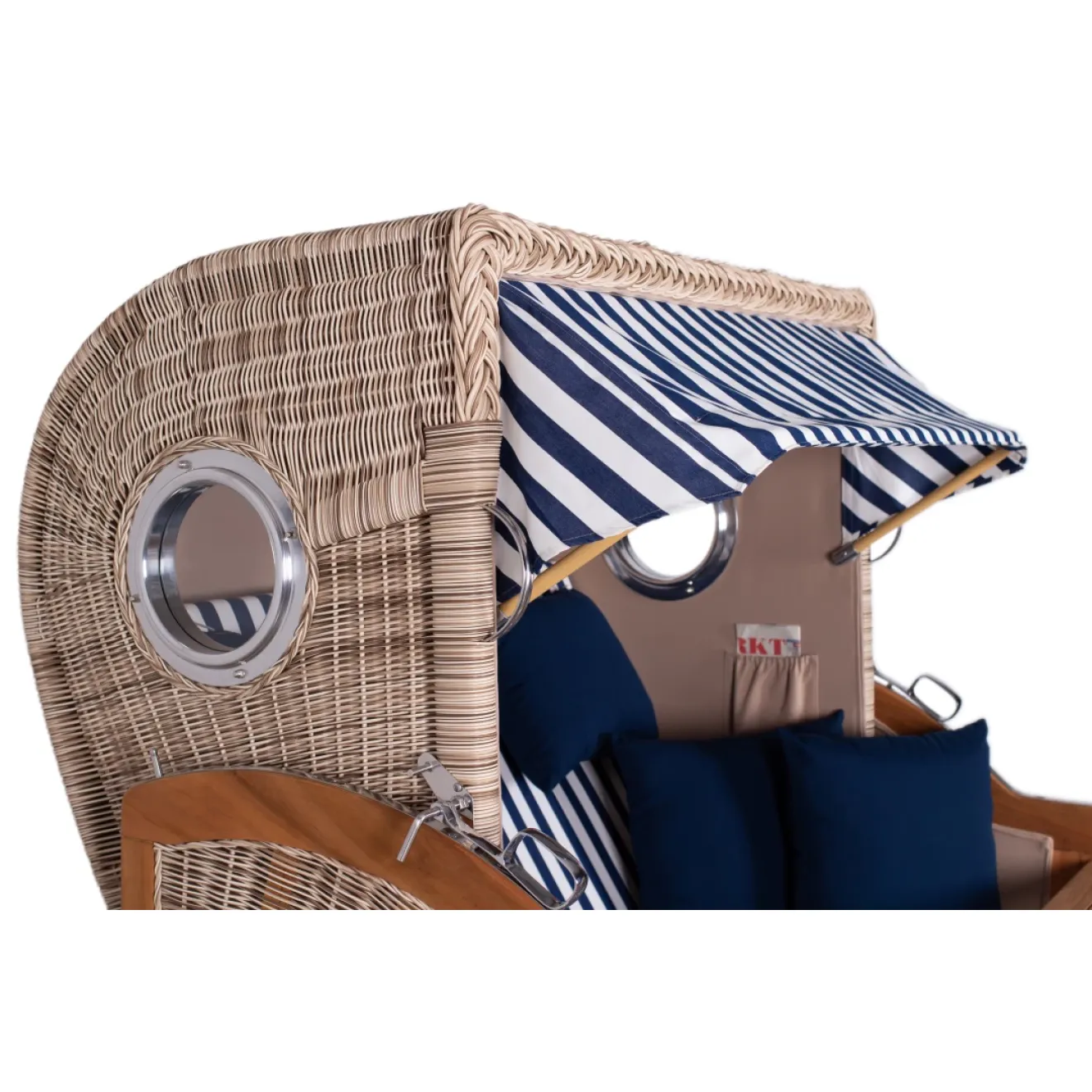 Teak Strandkorb Dangast Business 2.5 - Sitzer Geflecht Shell