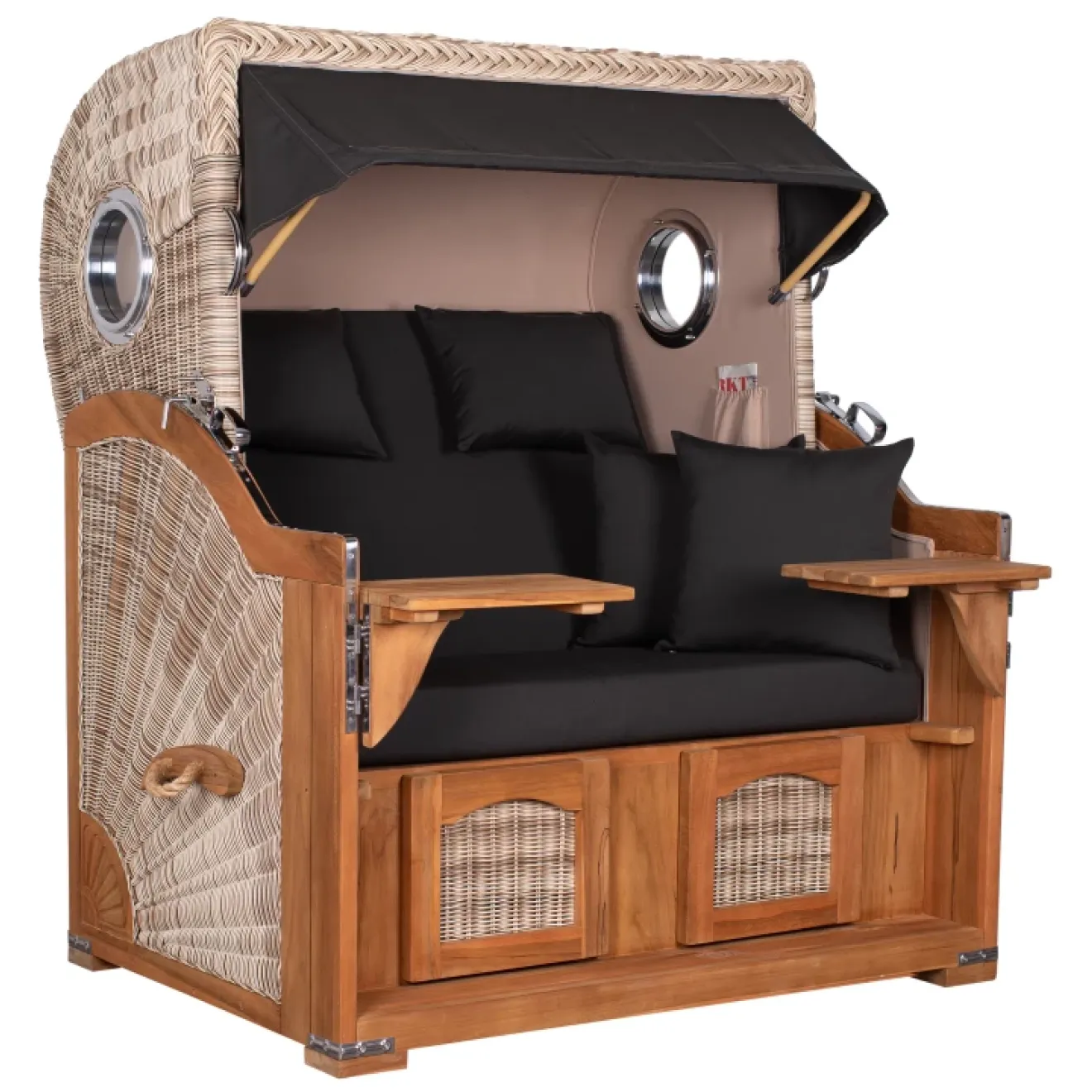 Teak Strandkorb Dangast Business 2.5 - Sitzer Geflecht Shell