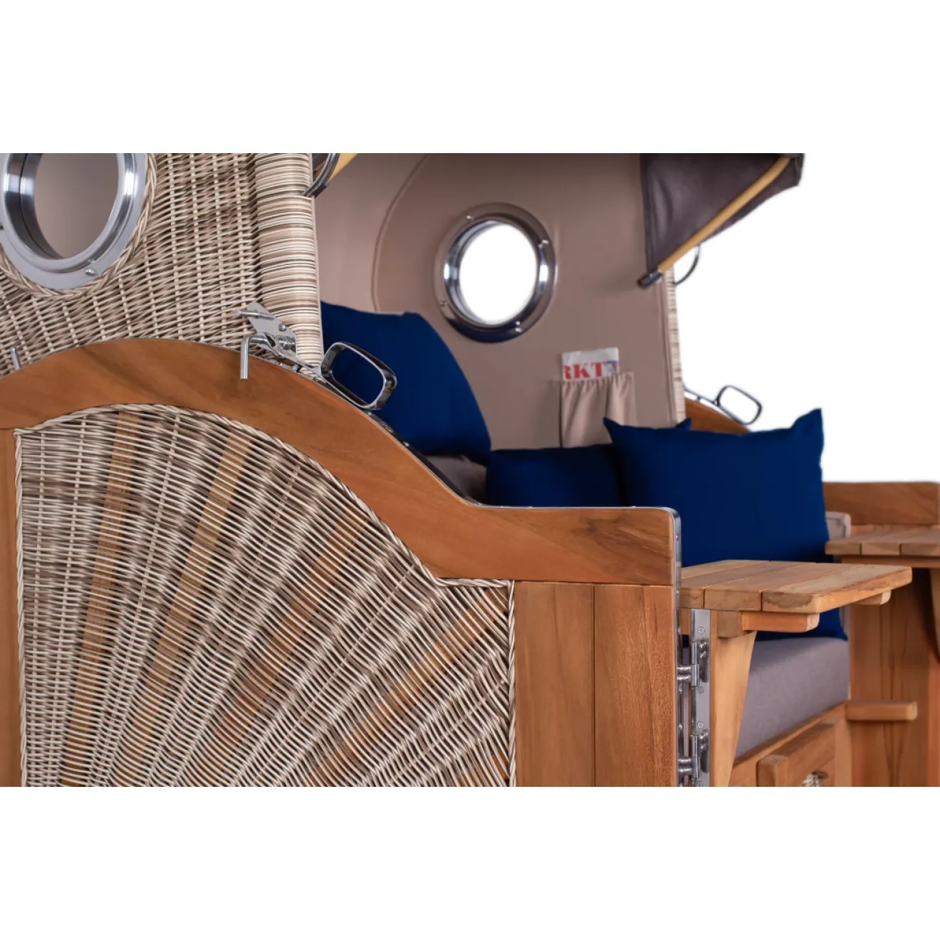 Teak Strandkorb Dangast Business 2.5 - Sitzer Geflecht Shell