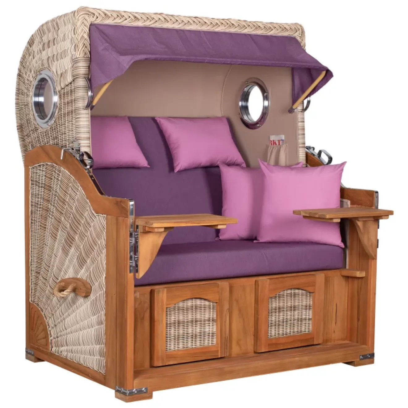 Teak Strandkorb Dangast Business 2.5 - Sitzer Geflecht Shell