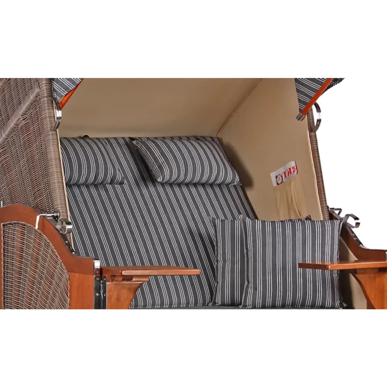 2 Personen Strandkorb MAHAGONI HOLZ 125cm nachhaltiger Anbau - ohne Bullaugen !