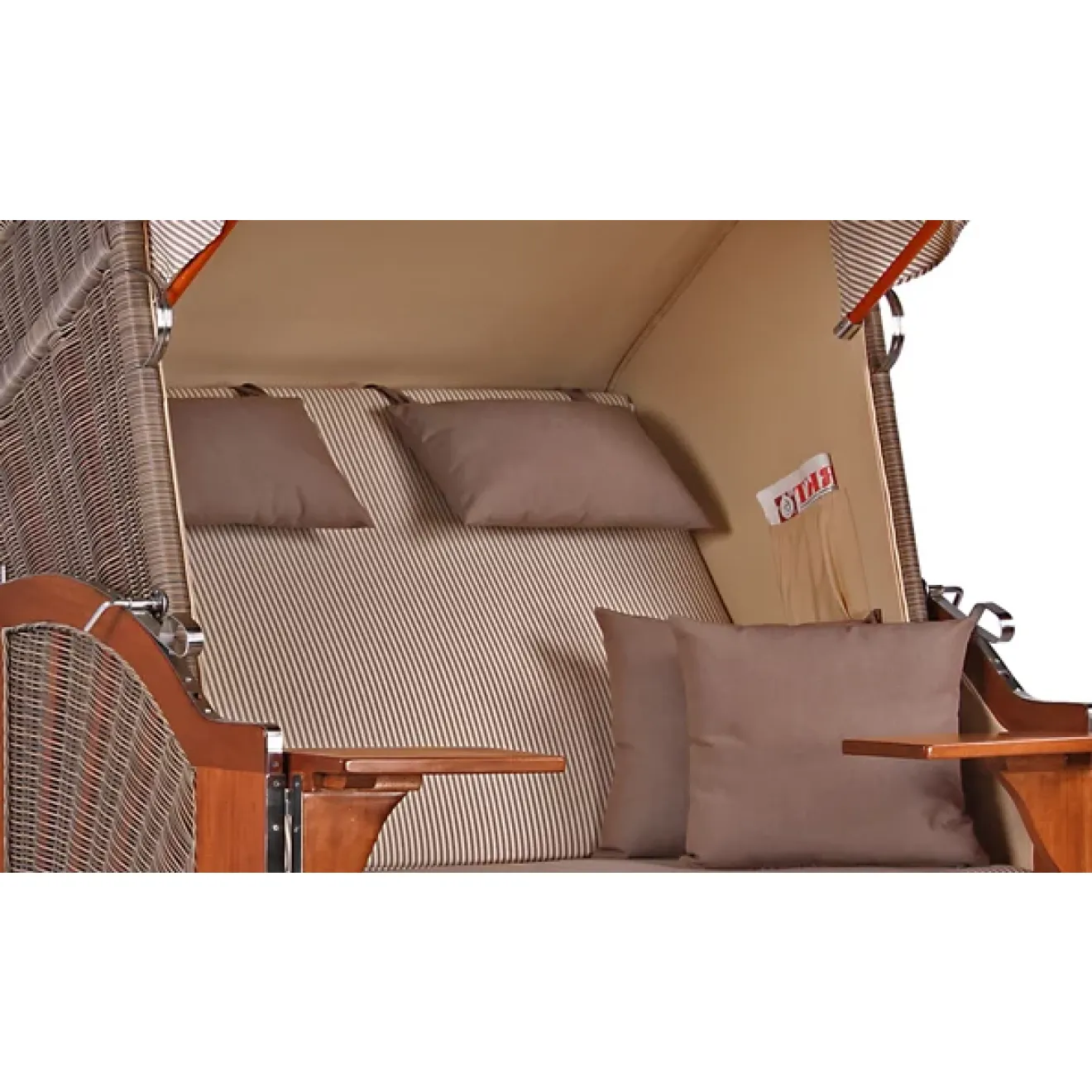 2 Personen Strandkorb MAHAGONI HOLZ 125cm nachhaltiger Anbau - ohne Bullaugen !