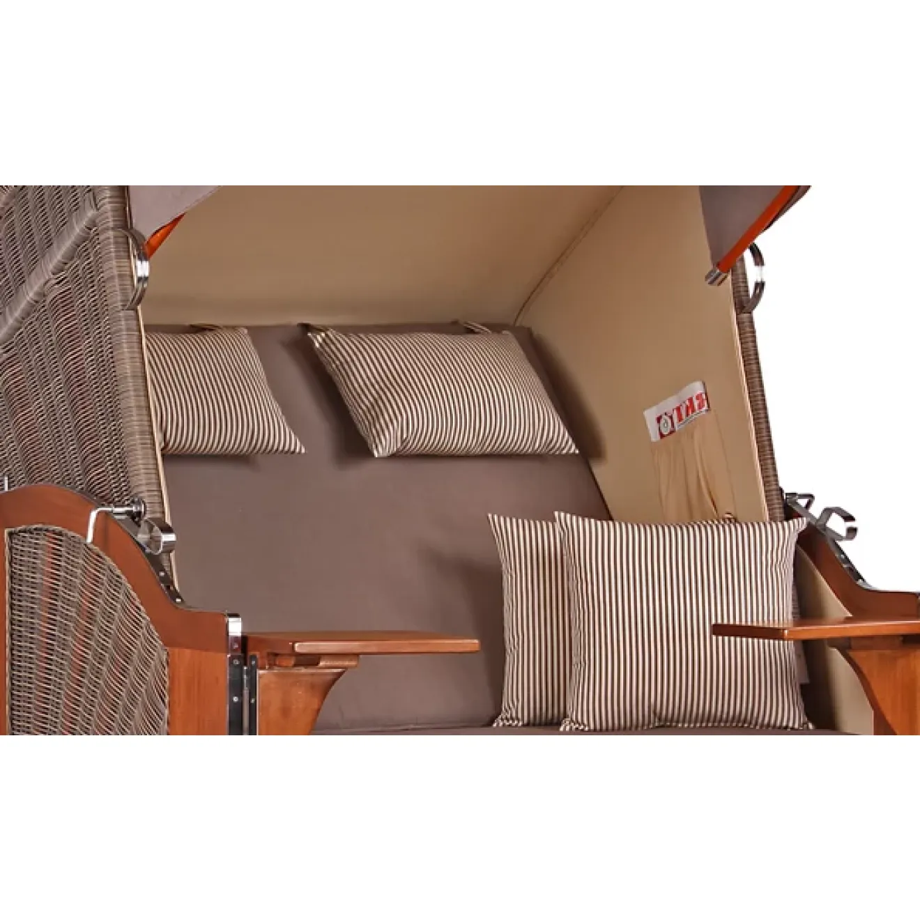 2 Personen Strandkorb MAHAGONI HOLZ 125cm nachhaltiger Anbau - ohne Bullaugen !