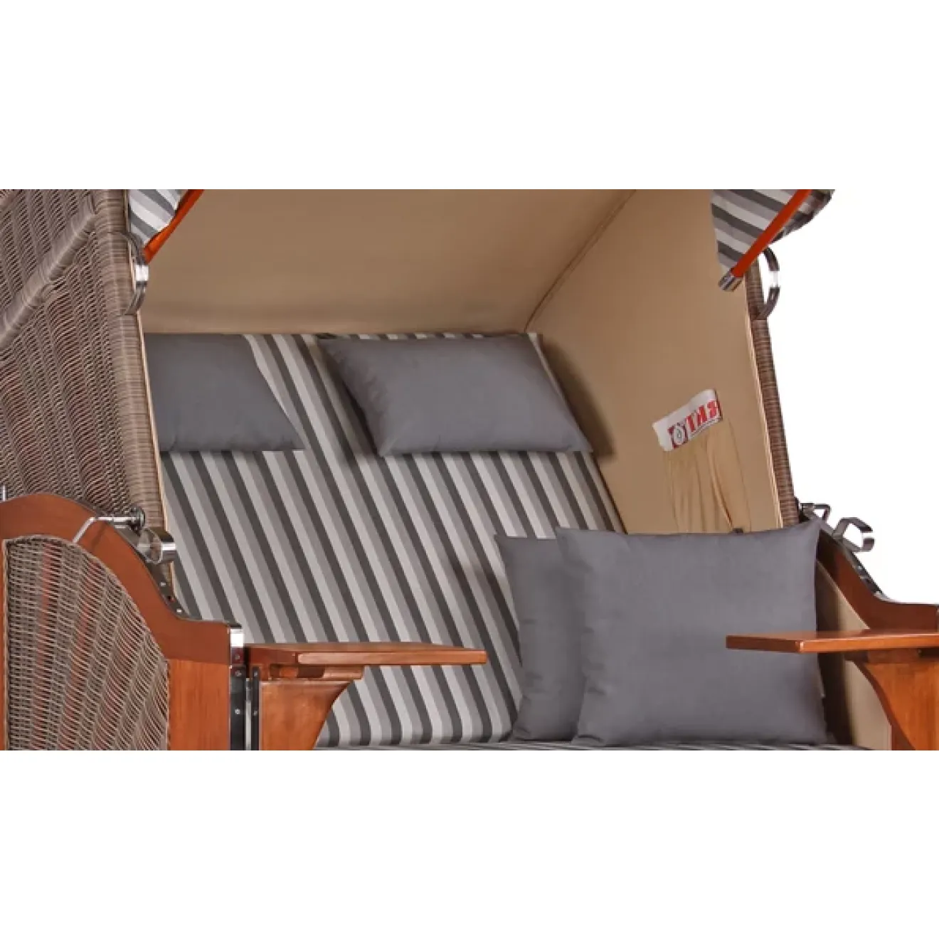 2 Personen Strandkorb MAHAGONI HOLZ 125cm nachhaltiger Anbau - ohne Bullaugen !