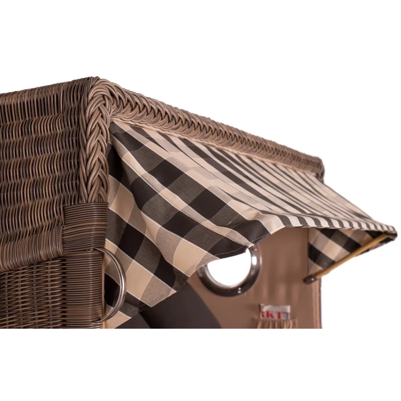3ER TEAK STRANDKORB DANGAST MIT BULLAUGE GREY DESIGN 505