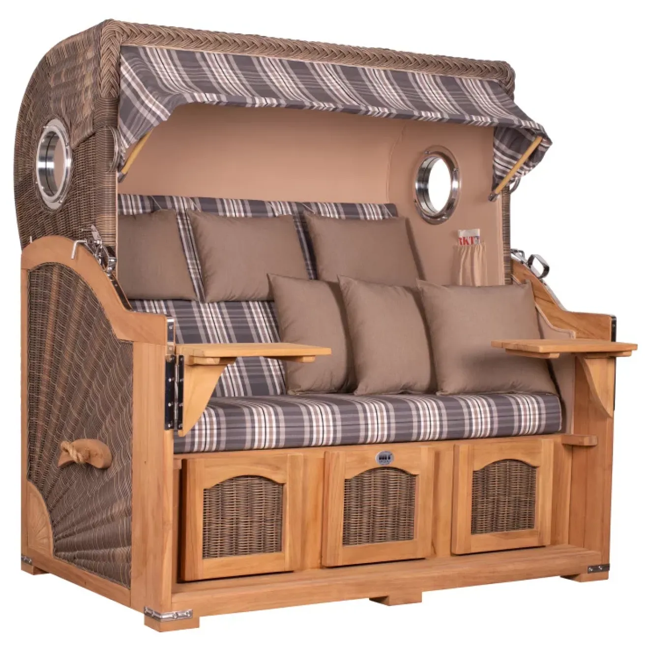 Strandkorb Dangast Teak 3er XXL 170cm breit - Premiumqualität