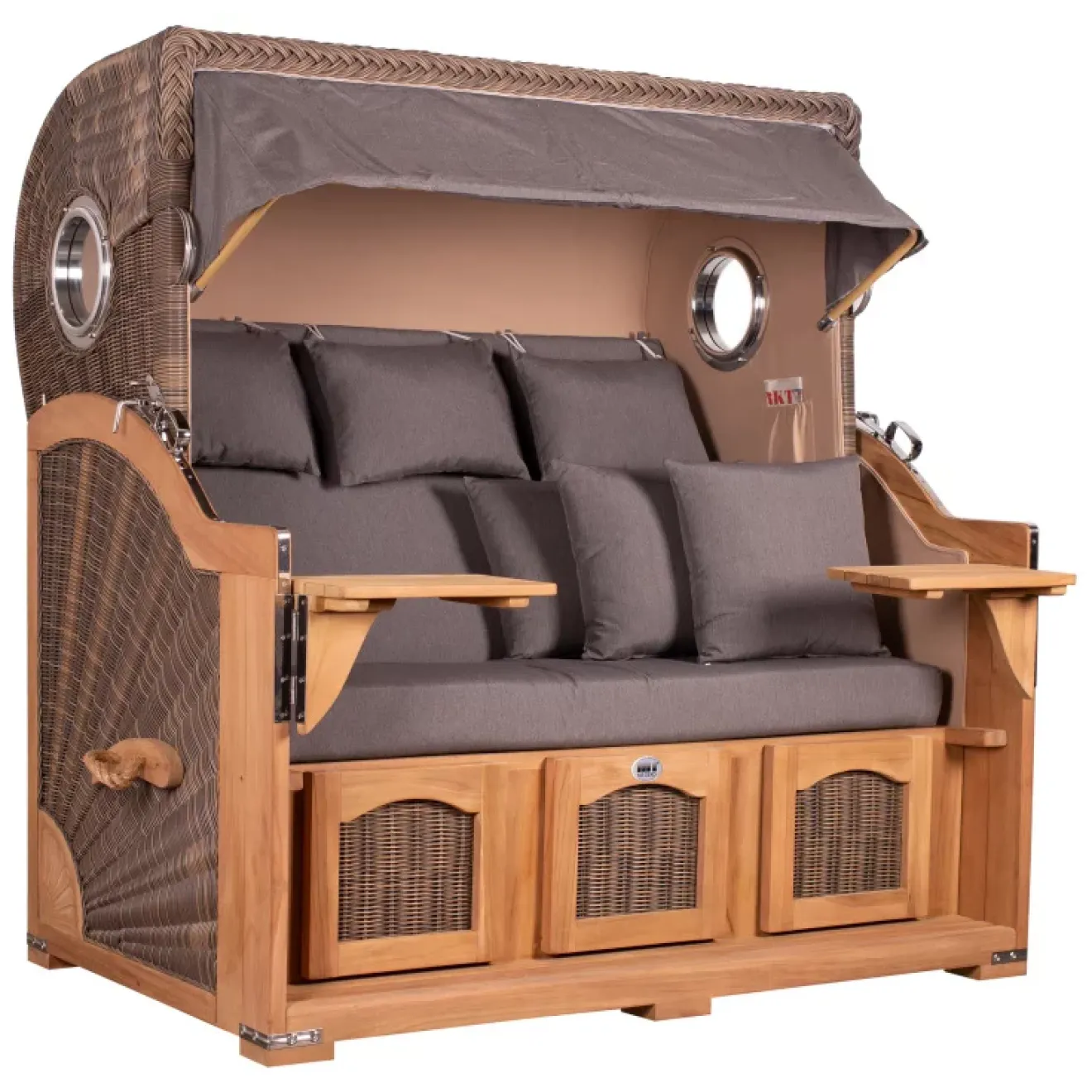 Strandkorb Dangast Teak 3er XXL 170cm breit - Premiumqualität