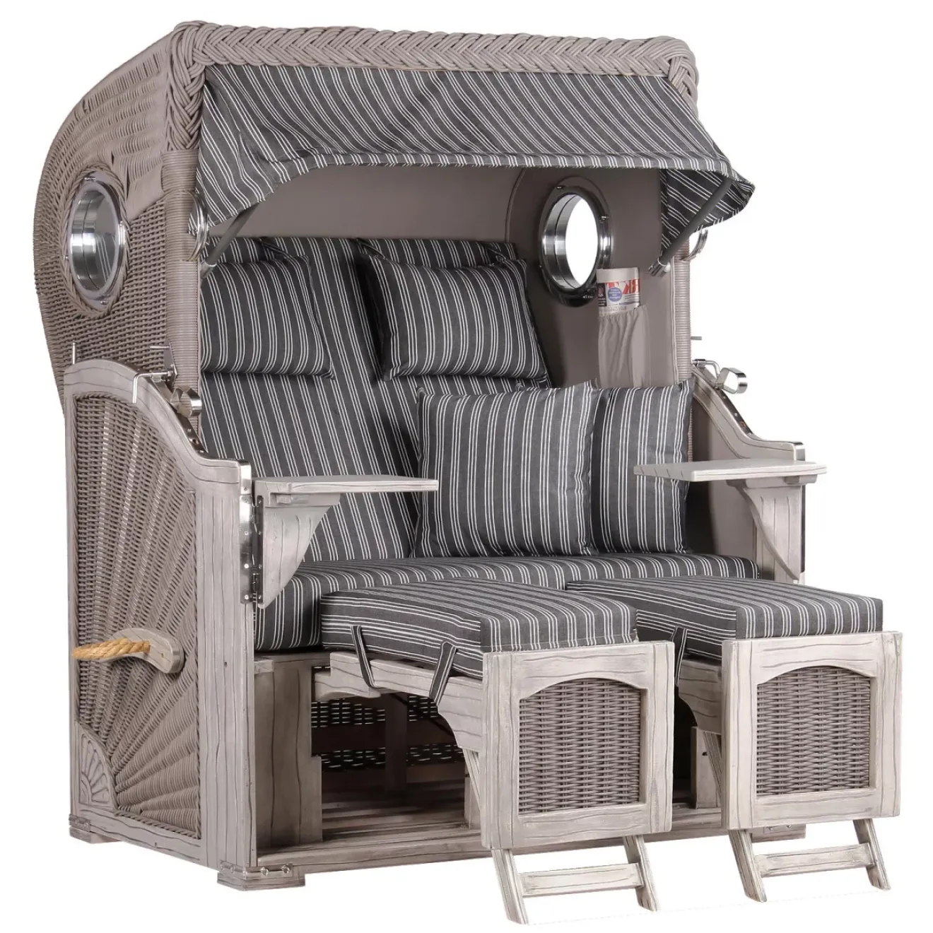 2er Strandkorb Mahagoni Vintage grey washed ➪ wunderschön
