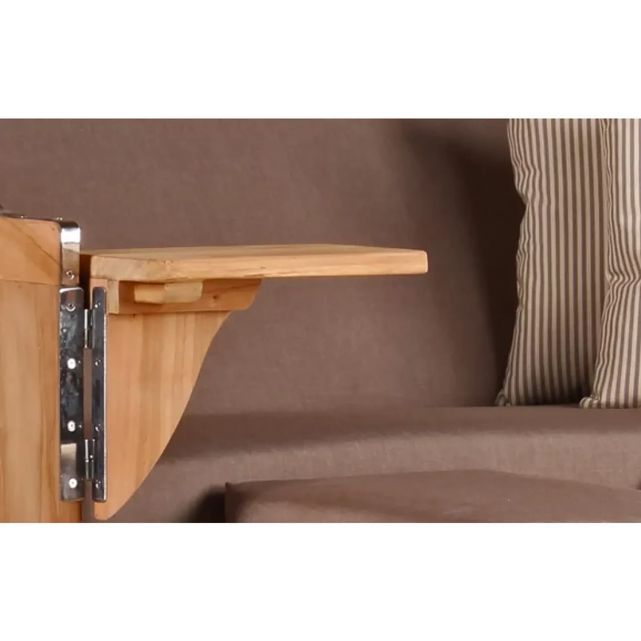 Teak Strandkorb Keitum Business 2 - Sitzer Blau Grau kariert Geflecht Mokka