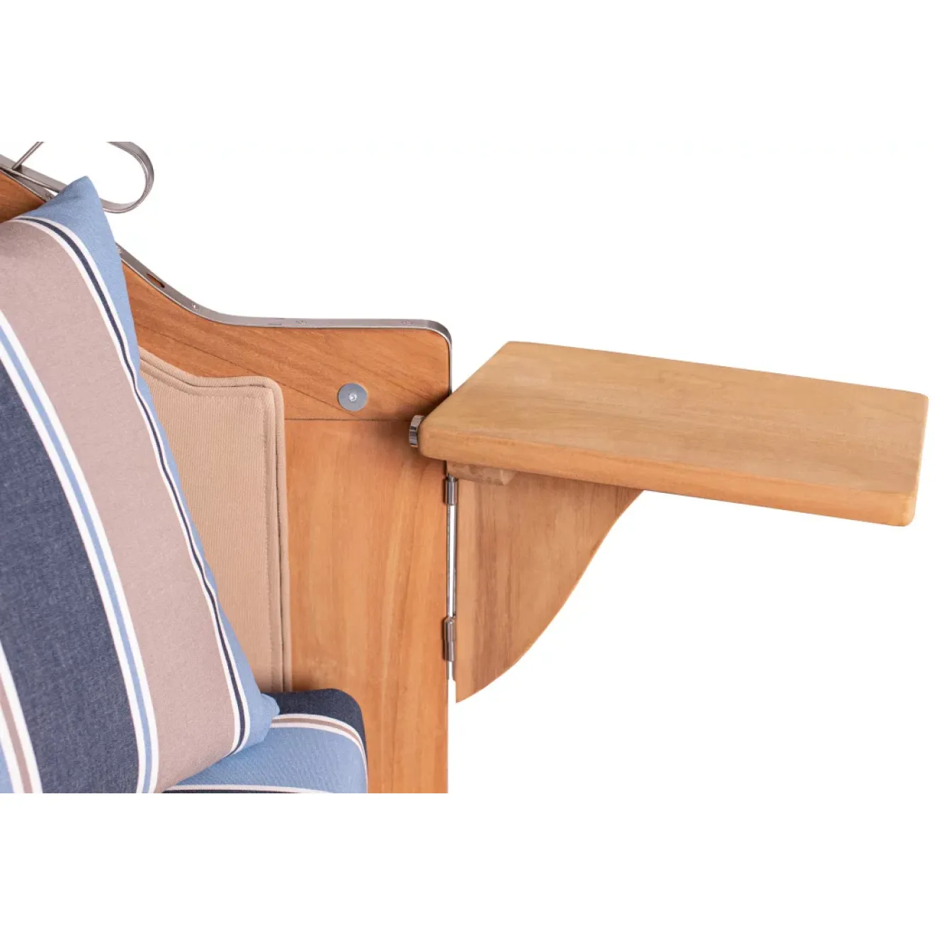 Teak Strandkorb Keitum Business 2 - Sitzer Blau Grau kariert Geflecht Mokka
