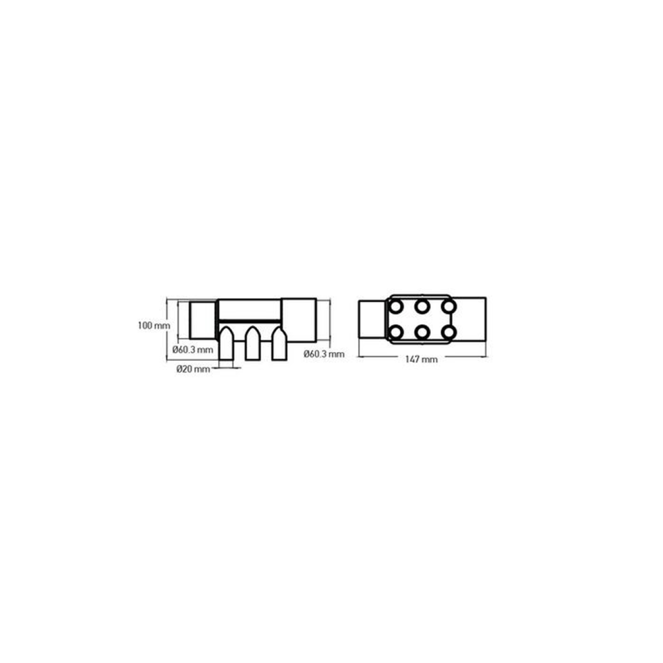 Whirlpool Verteiler 6fach - 60.3 S × 60.3 Spigot × (6) 20 SB