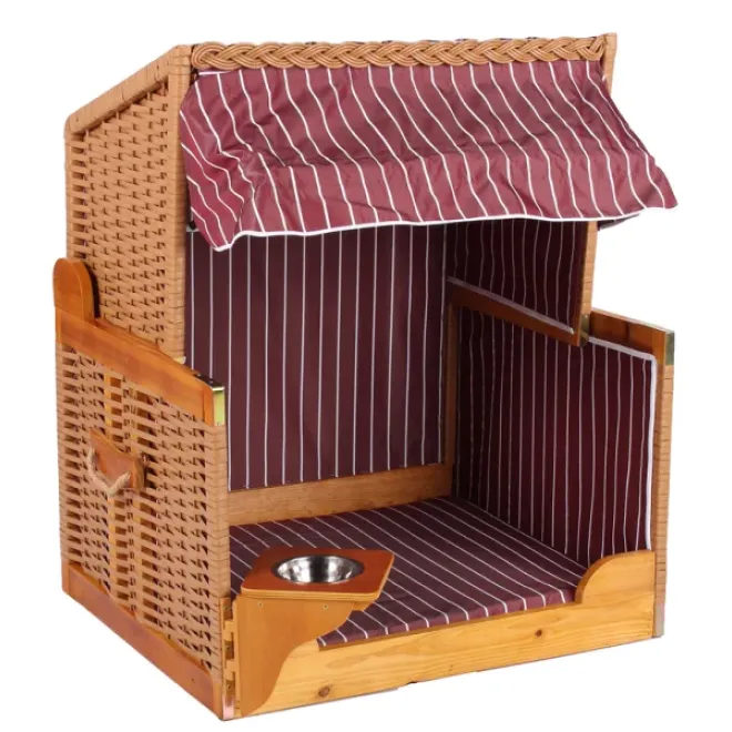 Hundestrandkorb Wacholder, PE Beige – Dessin Grau Gestreift