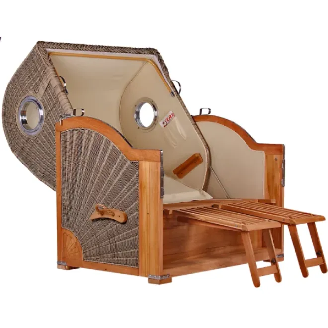 TEAK STRANDKORB PREMIUM - MASSIVE QUALITAET - HOCHWERTIGES TEAK HOLZ