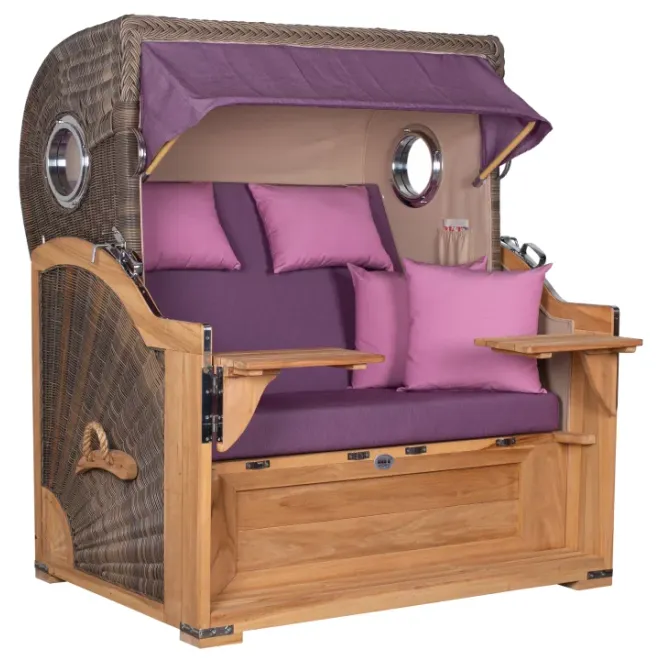 TEAK STRANDKORB PREMIUM - MASSIVE QUALITAET - HOCHWERTIGES TEAK HOLZ