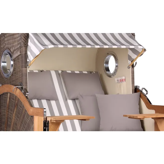TEAK STRANDKORB PREMIUM - MASSIVE QUALITAET - HOCHWERTIGES TEAK HOLZ