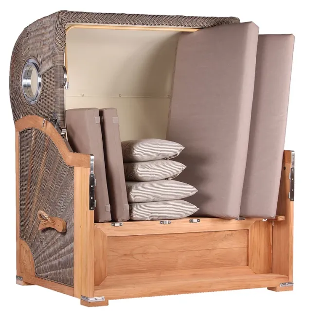 TEAK STRANDKORB PREMIUM - MASSIVE QUALITAET - HOCHWERTIGES TEAK HOLZ