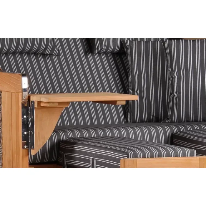 Teak Strandkorb Dangast Business 2.5 - Sitzer Geflecht Grey