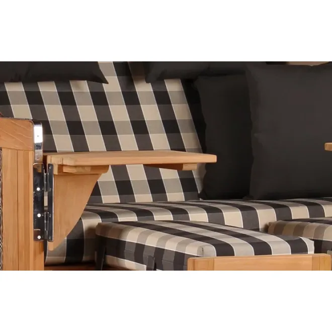 Teak Strandkorb Dangast Business 2.5 - Sitzer Geflecht Grey