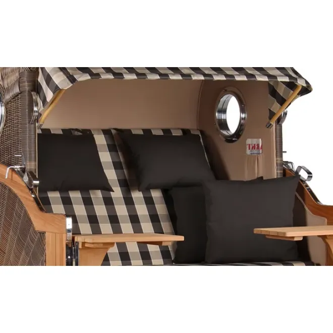 Teak Strandkorb Dangast Business 2.5 - Sitzer Geflecht Grey