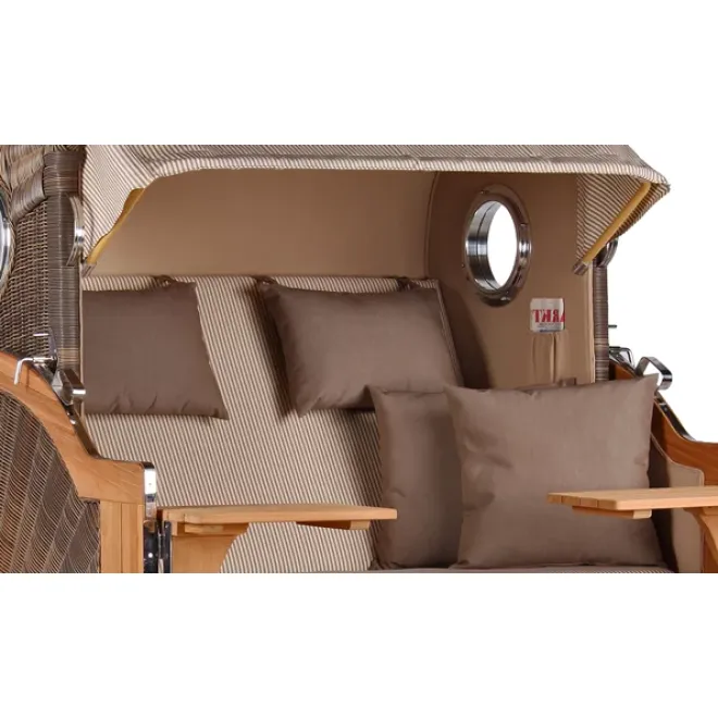 Teak Strandkorb Dangast Business 2.5 - Sitzer Geflecht Grey