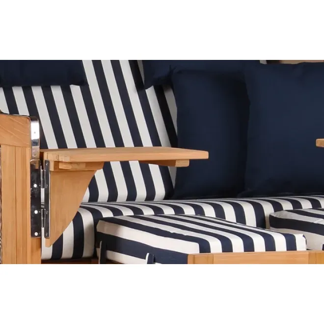 Teak Strandkorb Dangast Business 2.5 - Sitzer Geflecht Grey