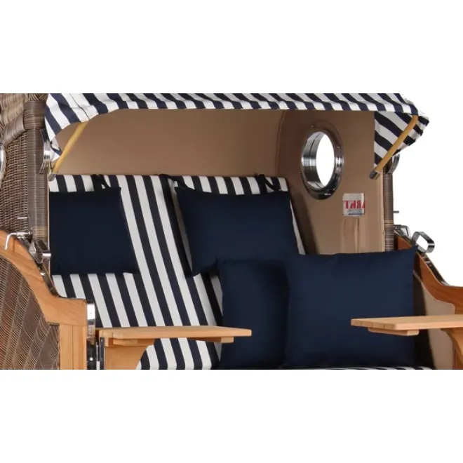 Teak Strandkorb Dangast Business 2.5 - Sitzer Geflecht Grey