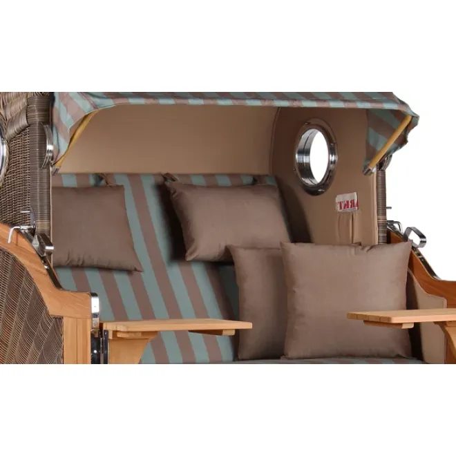 Teak Strandkorb Dangast Business 2.5 - Sitzer Geflecht Grey