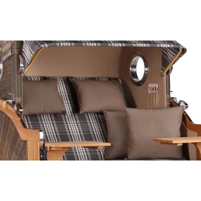Teak Strandkorb Dangast Business 2.5 - Sitzer Geflecht Grey